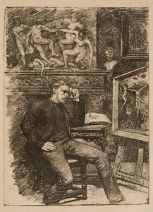 Frontispiz für die Novelle „Contes de minuit“ von Émile Verhaeren von Théo van Rysselberghe
