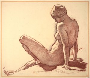 Studie eines weiblichen Aktes am Meer für "Die Badenden" von Théo van Rysselberghe