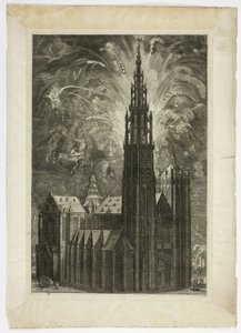 Feuerwerk um die Kathedrale von Antwerpen, Tafel 41 aus Casperius Gevartius, Pompa Introitus Honori Serenissimi Principis Ferdinandi von Theodoor van Thulden
