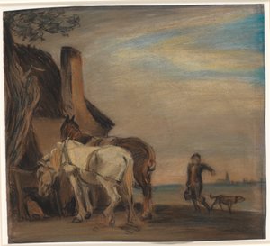 Karl, der Wasser zu zwei Pferden bringt (Kopie nach Paulus Potters Gemälde im Louvre) von Theodor Philipsen
