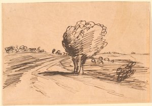 Wegbiegung mit Weidenbaum