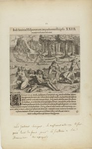 Indisaeuitiae Hispanorum Impatientes Sibi Psis/Manus Violentas Inserunt. XXIII. (aus dem Buch, Americae, Teil vier) von Theodor de Bry