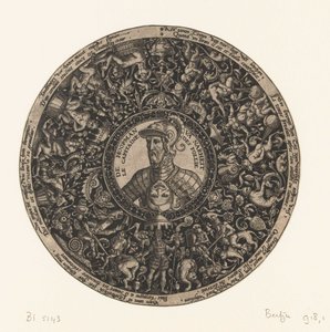 Medaillon mit Büste des Kapitäns der Torheit, Theodor de Bry, ca. 1577 - ca. 1578