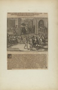 Mercatores Quidam cum Deessent Illis Cibi/Quibus Vescerentur in... (aus Buch, Americae, Teil fünf) von Theodor de Bry