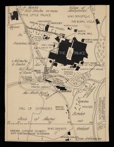 Karte der Gebäude von Knossos um den Palast, circa 1903
