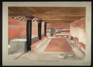 Gemälde des neu gestalteten Thronsaals des Palastes von Knossos (Evans Fresko Zeichnung B/4 a)