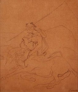 Araber hält den Kopf seines sterbenden Pferdes von Theodore Gericault