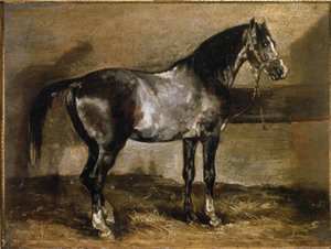 Graues Pferd am Ratelier von Theodore Gericault