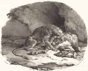 Von einem Löwen verschlungenes Pferd (Cheval dévoré par un lion)