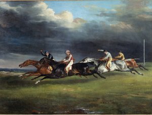 Pferderennen genannt das Derby in Epsom. Gemälde von Théodore Géricault
