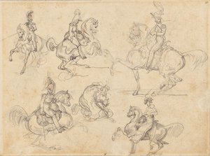 Pferde und Reiter (recto); Pferde (verso) von Theodore Gericault