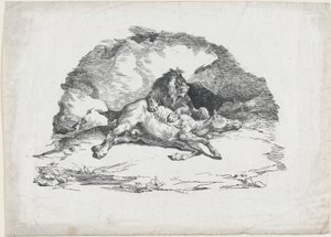 Löwe, der ein Pferd verschlingt von Theodore Gericault