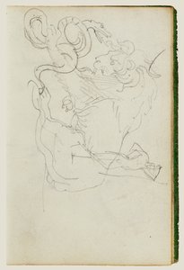 Löwe greift eine Schlange über einer Aktstudie an von Theodore Gericault