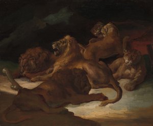 Löwen in einer bergigen Landschaft, ca. 1818-20 von Theodore Gericault