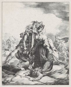 Ein ägyptischer Mameluk verteidigt einen verwundeten französischen Trompeter bei Waterloo von Theodore Gericault