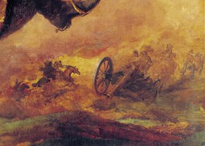 Offizier der Husaren, Detail einer Kanone rechts, 1814 (Detail)
