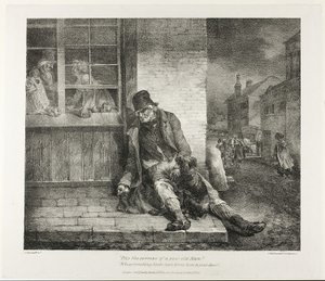 Erbarmt euch der Leiden eines armen alten Mannes!... 1821 (Lithografie in Schwarz auf elfenbeinfarbenem Velinpapier)