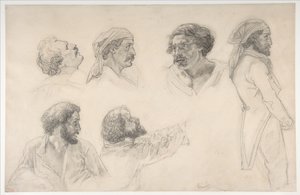 Sechs Studien für Corréard und Savigny im "Floß der Medusa" von Theodore Gericault