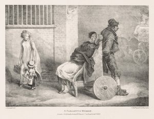 Verschiedene Motive aus dem Leben gezeichnet und auf Stein: Eine gelähmte Frau, 1821