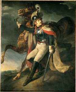 Verwundeter Dragoner verlässt das Kreuzfeuer von Theodore Gericault