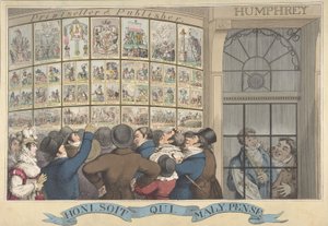 Honi. Soi. Qui. Mal. Y. Pense: Der Karikaturenladen von G. Humphrey, 27 St. James..., 12. August 1821 von Theodore Lane