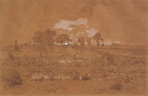Abendlandschaft mit einem Moor von Theodore Rousseau