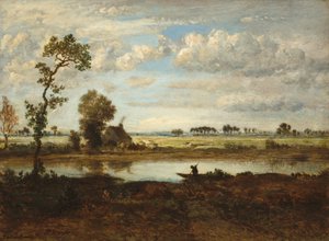 Landschaft mit Bootsmann, ca. 1860