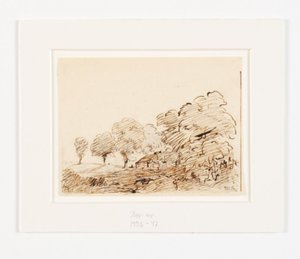 Landschaft mit Hütte unter hohen Bäumen von Theodore Rousseau