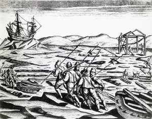 Expedition unter der Leitung von William Barents (ca. 1550-1597) auf der Suche nach der Nordostpassage, aus Peregrinationes, von Theodor de Bry (1528-1598), Stich von Theodore de Bry