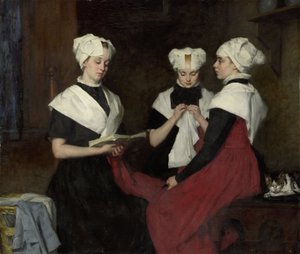 Drei Mädchen aus dem Amsterdamer Burgerweeshuis von Therese Schwartze