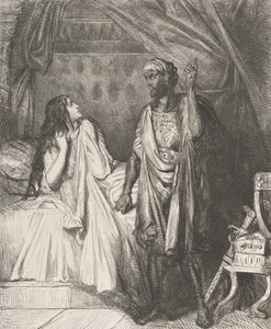 Hast du heute Nacht gebetet, Desdemona: Platte 12 aus Othello Akt 5, ..., geätzt 1844, nachgedruckt 1900 von Théodore Chassériau
