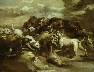 Kampf zwischen Hunden und Bären von Theodore Gericault