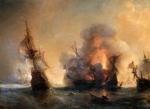 Die Seeschlacht von Lagos am 27. Juni 1693 von Jean Antoine Theodore Gudin