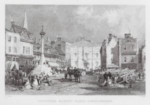 Grantham Marktplatz, Lincolnshire von Thomas (after) Allom