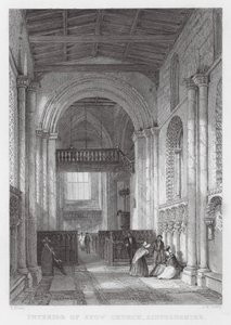 Innenraum der Stow Kirche, Lincolnshire (Gravur) von Thomas (after) Allom