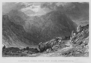 Scawfell Pikes, von Sty Head, Cumberland (Stich)