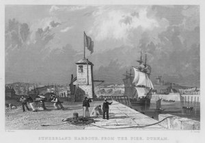 Sunderland Hafen, vom Pier, Durham (Stich)