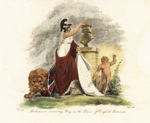 Britannia krönt John Ray zum Prinzen der englischen Botaniker von Thomas (after) Uwins