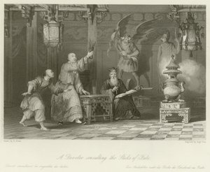 Ein Gläubiger konsultiert die Stöcke des Schicksals von Thomas Allom