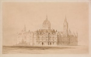 Wettbewerbsentwurf für das Rathaus von Manchester von Thomas Allom