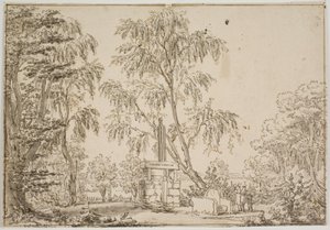 Teil des Fredensborg Gartens mit "der blühenden Antike" und Esrom See im Hintergrund von Thomas Bruun