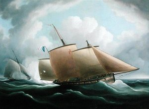 Ein französischer Lugger verfolgt von einem englischen Kutter