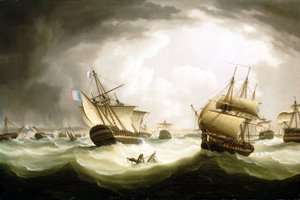 Die Schlacht von Trafalgar, 21. Oktober 1805, Ende der Aktion, frühes 19. Jahrhundert