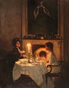 Ein Besucher, Kerzenlicht und Tee von Thomas Cantrell Dugdale