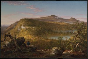 Ein Blick auf die zwei Seen und das Mountain House, Catskill Mountains, Morgen von Thomas Cole