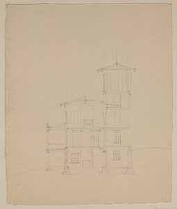 Zeichnung der vorgeschlagenen Villa in Catskill, ca. 1801-48 von Thomas Cole