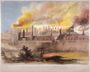 Feuer im Zeughaus im Tower of London, 30. Oktober 1841
