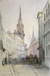 Blick entlang der Lombard Street, Blick nach Osten, mit Figuren und Kutschen, City of London, 1851