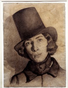 Porträt von Maurice Sand (1823-1889), Sohn von George Sand, 21 Jahre alt - Undatiertes Zeichnung von Thomas Couture (1815-1879) - Dieses Zeichnung wurde lange Zeit als das seiner Mutter George Sand angesehen, Musée de la Vie Romantique, Paris