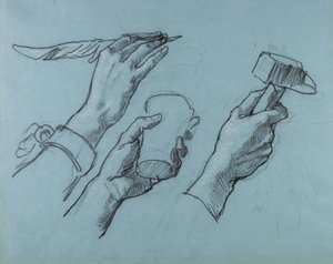 Trois Etudes de Mains (Drei Studien von Händen), ca. 1876 von Thomas Couture